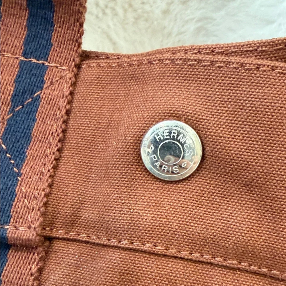 Hermes garden tote small Brown Canvas Bag Authentic! Excellent condition!